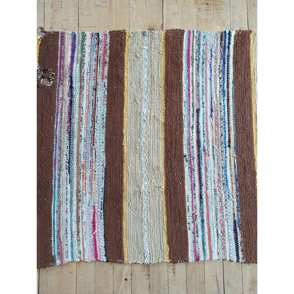 Antique Imported‎ Swedish Hand Made Rag Rug Runner (29.5